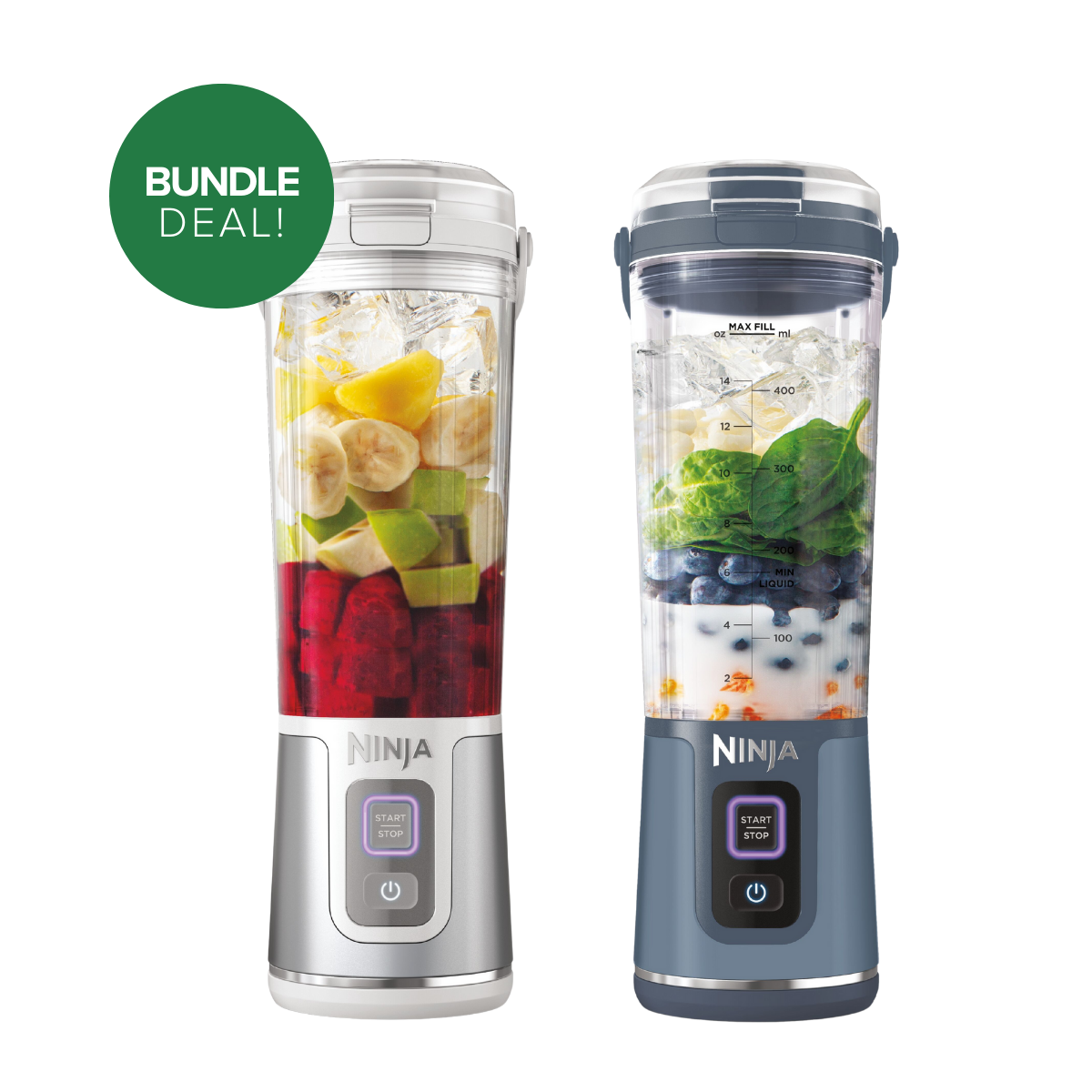 Ninja Blender Blast 530ML Blue & White Bundle